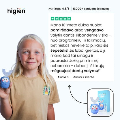 Higien™ 360° elektrinis dantų šepetėlis vaikams