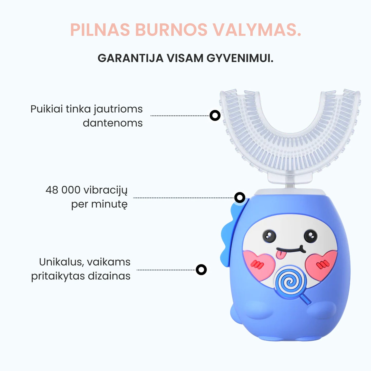 Higien™ 360° elektrinis dantų šepetėlis vaikams